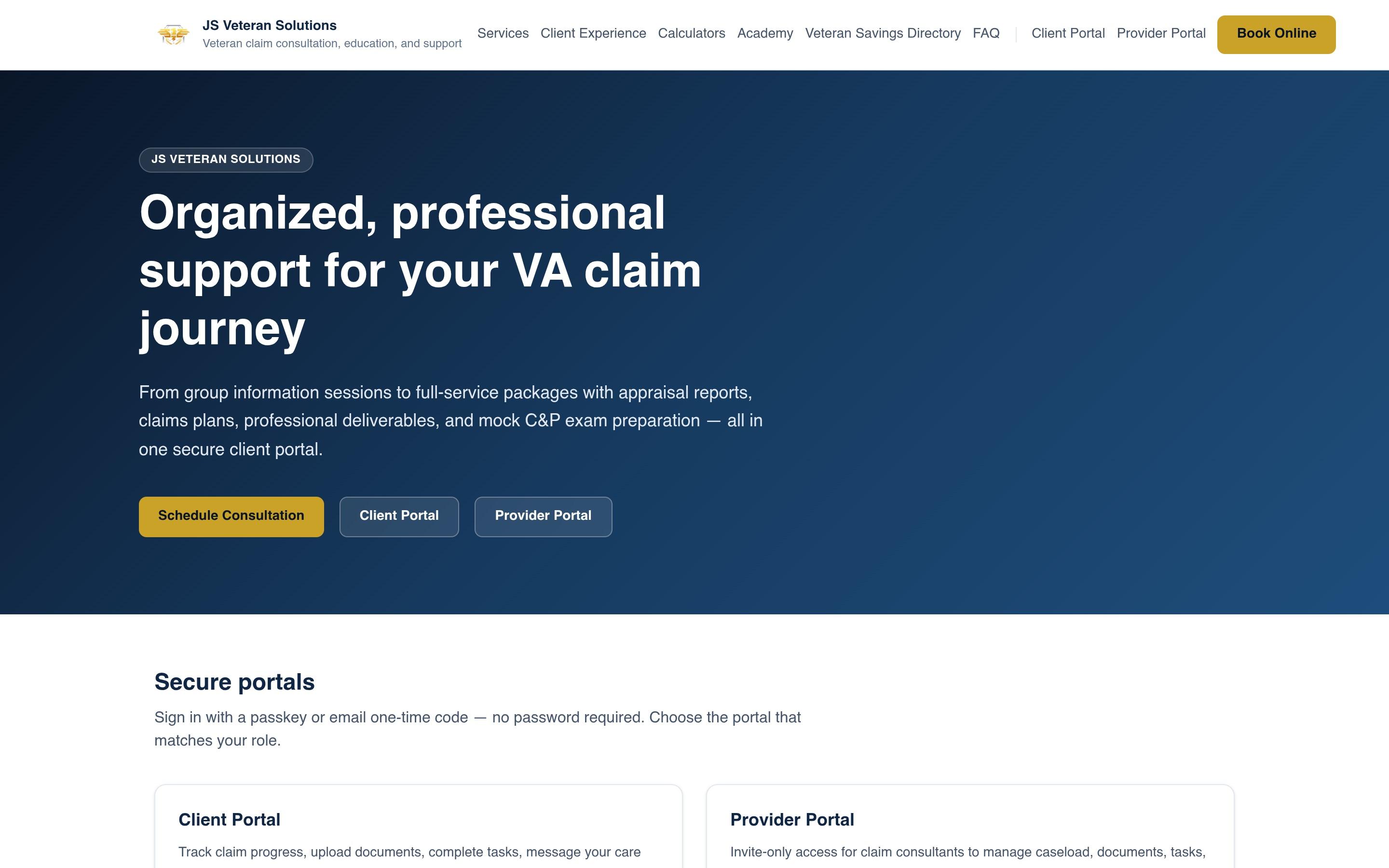 JS Veteran Solutions live site
