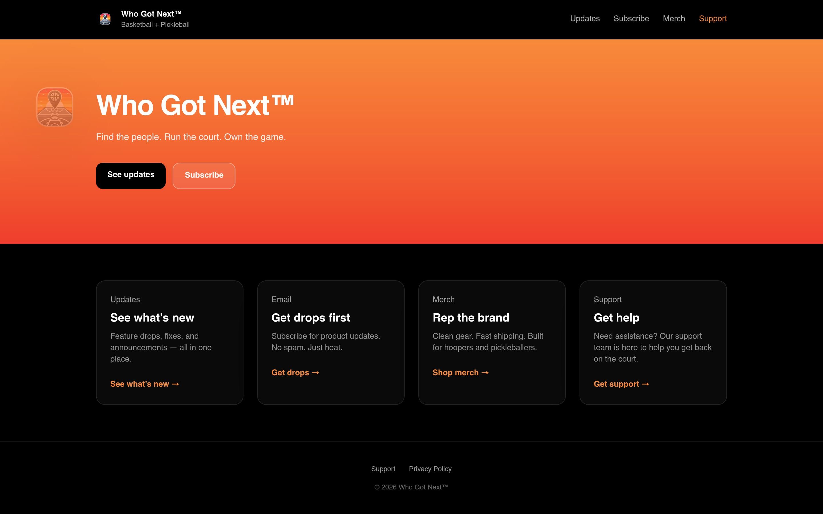 Who Got Next™ live site